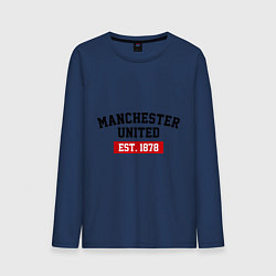 Лонгслив хлопковый мужской FC Manchester United Est. 1878, цвет: тёмно-синий