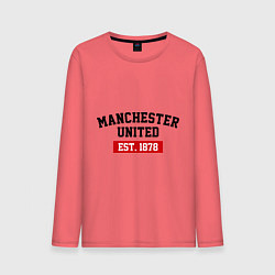 Лонгслив хлопковый мужской FC Manchester United Est. 1878, цвет: коралловый