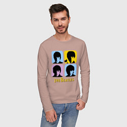 Лонгслив хлопковый мужской The Beatles: pop-art, цвет: пыльно-розовый — фото 2