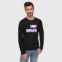 Лонгслив хлопковый мужской Twitch Gamer, цвет: черный — фото 2