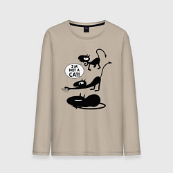 Лонгслив хлопковый мужской I'm not a CAT!, цвет: миндальный