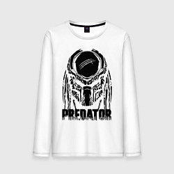 Лонгслив хлопковый мужской Predator Mask, цвет: белый