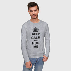 Лонгслив хлопковый мужской Keep Calm & Hug Mе цвета меланж — фото 2