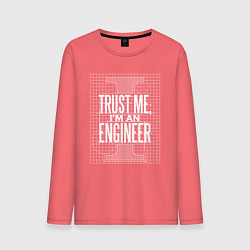 Лонгслив хлопковый мужской I'm an Engineer, цвет: коралловый