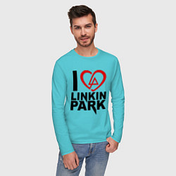 Лонгслив хлопковый мужской I love Linkin Park цвета бирюзовый — фото 2