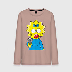 Лонгслив хлопковый мужской Мэгги с револьвером, цвет: пыльно-розовый