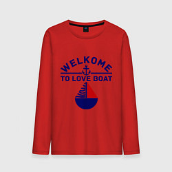 Лонгслив хлопковый мужской Welcome to love boat, цвет: красный