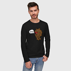 Лонгслив хлопковый мужской Медведь-качок: дрищ, цвет: черный — фото 2