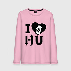 Лонгслив хлопковый мужской I love HU, цвет: светло-розовый