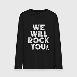 Лонгслив хлопковый мужской We Wil Rock You, цвет: черный