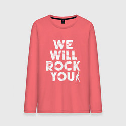 Лонгслив хлопковый мужской We Wil Rock You, цвет: коралловый