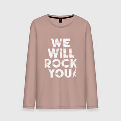 Лонгслив хлопковый мужской We Wil Rock You, цвет: пыльно-розовый