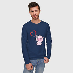 Лонгслив хлопковый мужской Pig Love, цвет: тёмно-синий — фото 2