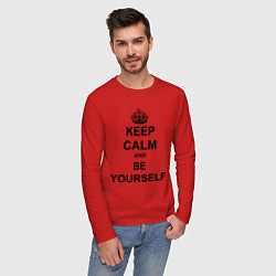 Лонгслив хлопковый мужской Keep Calm & Be Yourself, цвет: красный — фото 2