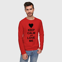 Лонгслив хлопковый мужской Keep Calm & Love Me, цвет: красный — фото 2