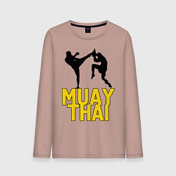 Лонгслив хлопковый мужской Muay Thai, цвет: пыльно-розовый