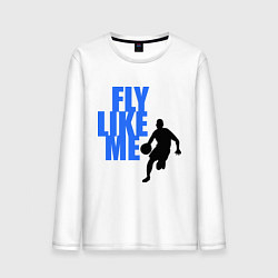 Лонгслив хлопковый мужской Fly like me, цвет: белый