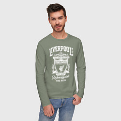 Лонгслив хлопковый мужской Liverpool: Est 1892, цвет: авокадо — фото 2