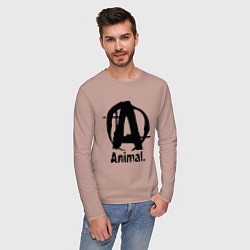 Лонгслив хлопковый мужской Animal Logo, цвет: пыльно-розовый — фото 2