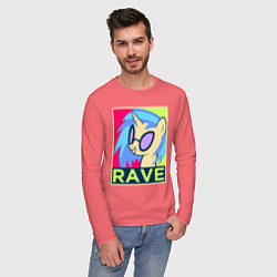 Лонгслив хлопковый мужской DJ Pon-3 RAVE, цвет: коралловый — фото 2