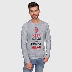 Лонгслив хлопковый мужской Keep Calm & Forza Milan, цвет: меланж — фото 2