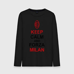 Лонгслив хлопковый мужской Keep Calm & Forza Milan, цвет: черный