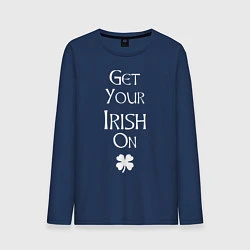 Лонгслив хлопковый мужской Get your irish on!, цвет: тёмно-синий