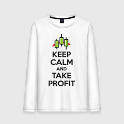 Лонгслив хлопковый мужской Keep Calm & Take profit, цвет: белый