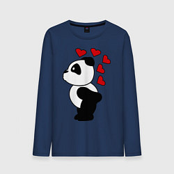 Лонгслив хлопковый мужской Поцелуй панды: для него цвета тёмно-синий — фото 1