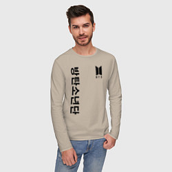 Лонгслив хлопковый мужской BTS Korea, цвет: миндальный — фото 2