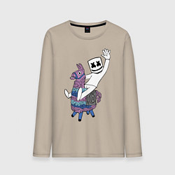 Лонгслив хлопковый мужской Marshmello x Llama, цвет: миндальный