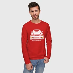 Лонгслив хлопковый мужской Toyota Chaser JZX100, цвет: красный — фото 2