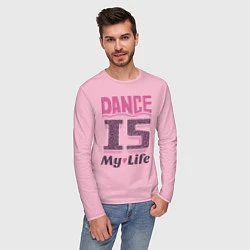 Лонгслив хлопковый мужской Dance is my life, цвет: светло-розовый — фото 2