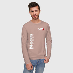 Лонгслив хлопковый мужской MASS EFFECT N7, цвет: пыльно-розовый — фото 2
