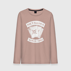 Лонгслив хлопковый мужской Metallica Since 1981, цвет: пыльно-розовый