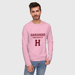 Лонгслив хлопковый мужской Harvard University цвета светло-розовый — фото 2