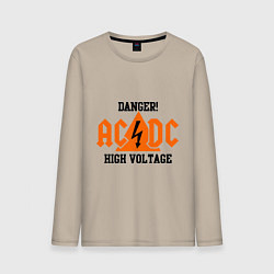 Лонгслив хлопковый мужской AC/DC: High Voltage, цвет: миндальный
