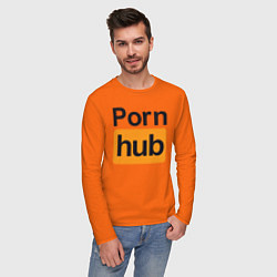 Лонгслив хлопковый мужской PornHub цвета оранжевый — фото 2