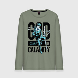 Лонгслив хлопковый мужской God of Calamity, цвет: авокадо