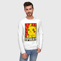 Лонгслив хлопковый мужской Pikachu: Pika Pika цвета белый — фото 2