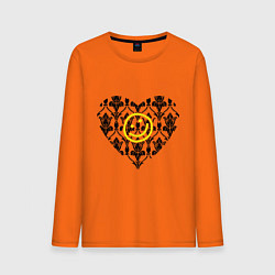 Лонгслив хлопковый мужской Шерлок Сердце и Смайлик цвета оранжевый — фото 1