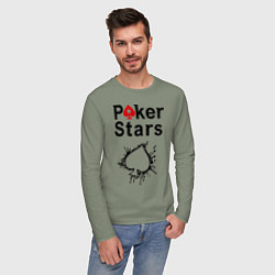 Лонгслив хлопковый мужской Poker Stars, цвет: авокадо — фото 2