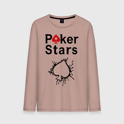Лонгслив хлопковый мужской Poker Stars, цвет: пыльно-розовый