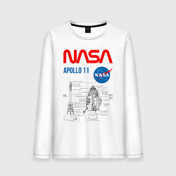 Лонгслив хлопковый мужской Nasa Apollo 11, цвет: белый