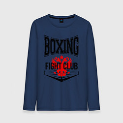 Лонгслив хлопковый мужской Boxing fight club Russia, цвет: тёмно-синий