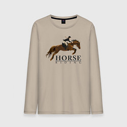 Лонгслив хлопковый мужской HORSE RIDING, цвет: миндальный