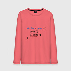 Лонгслив хлопковый мужской Code - sleep, цвет: коралловый