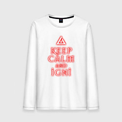 Лонгслив хлопковый мужской Keep calm and igni, цвет: белый