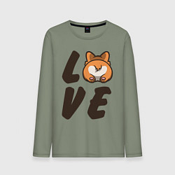 Лонгслив хлопковый мужской Love Corgi, цвет: авокадо