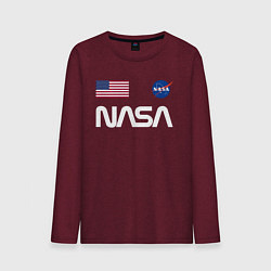 Лонгслив хлопковый мужской NASA, цвет: меланж-бордовый